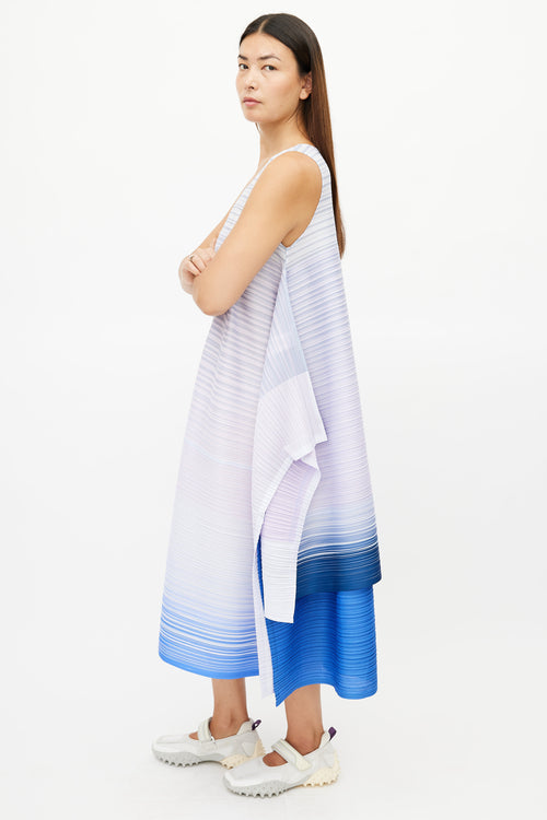 Pleats Please Issey Miyake Purple & Multicolour Gradient Pleated Dress