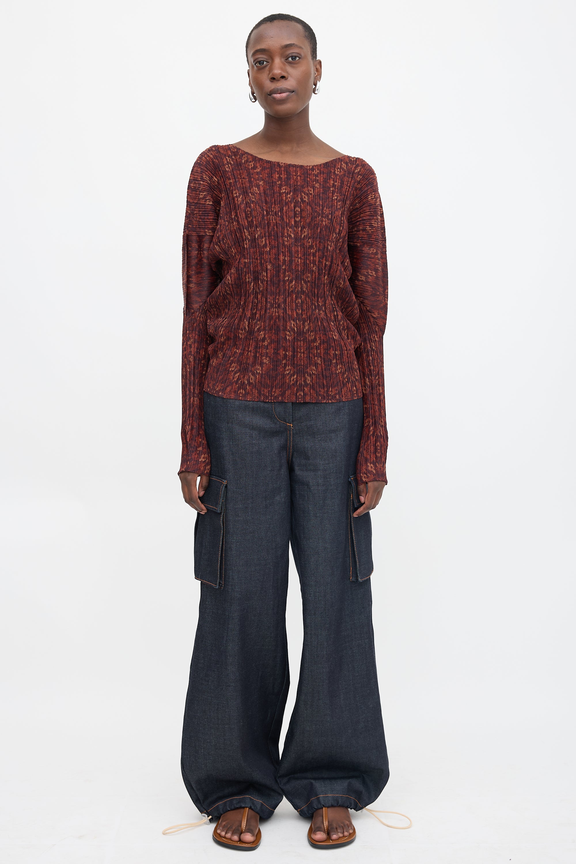 Pleats Please Issey Miyake Printed Pleated Top