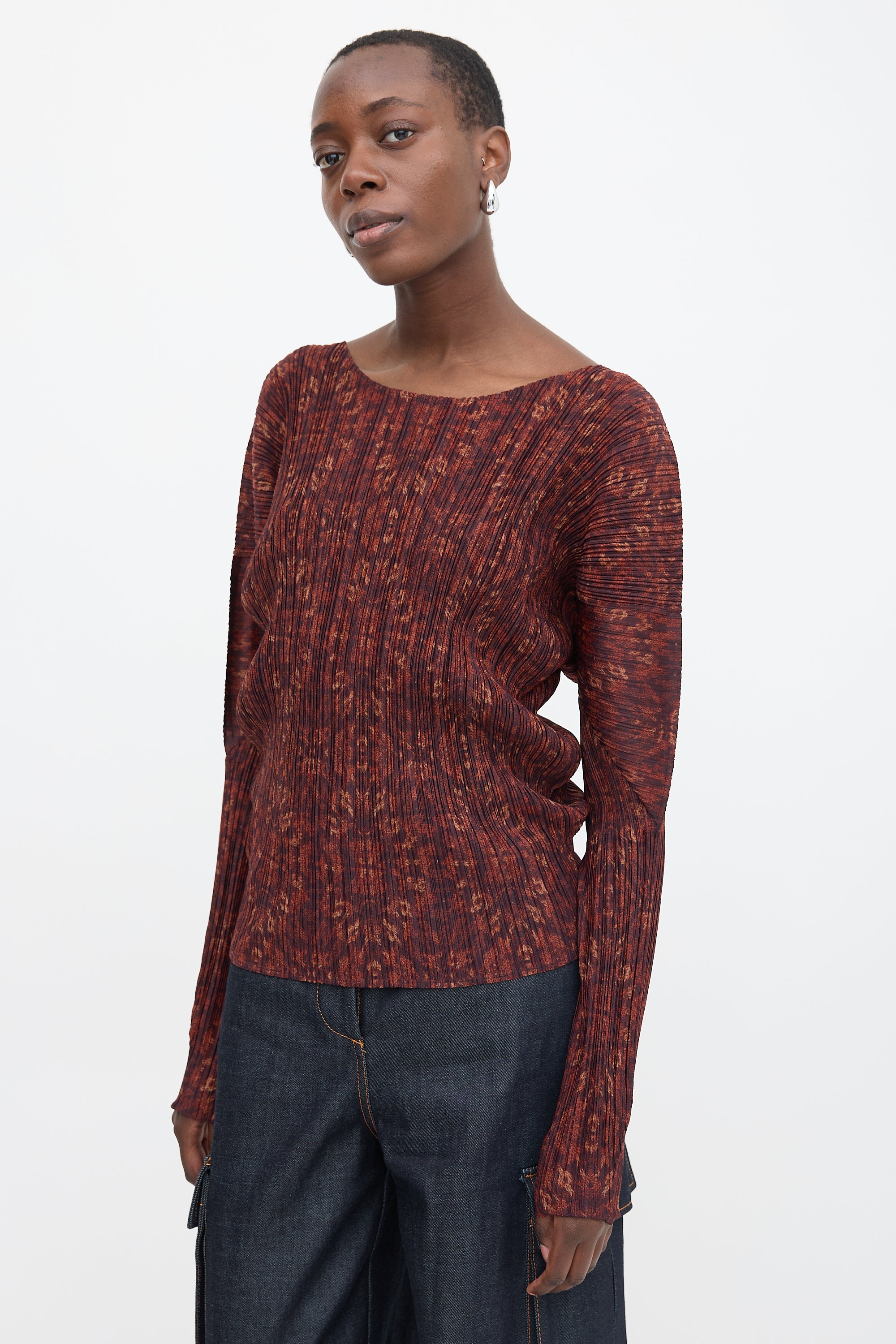 Pleats Please Issey Miyake Printed Pleated Top
