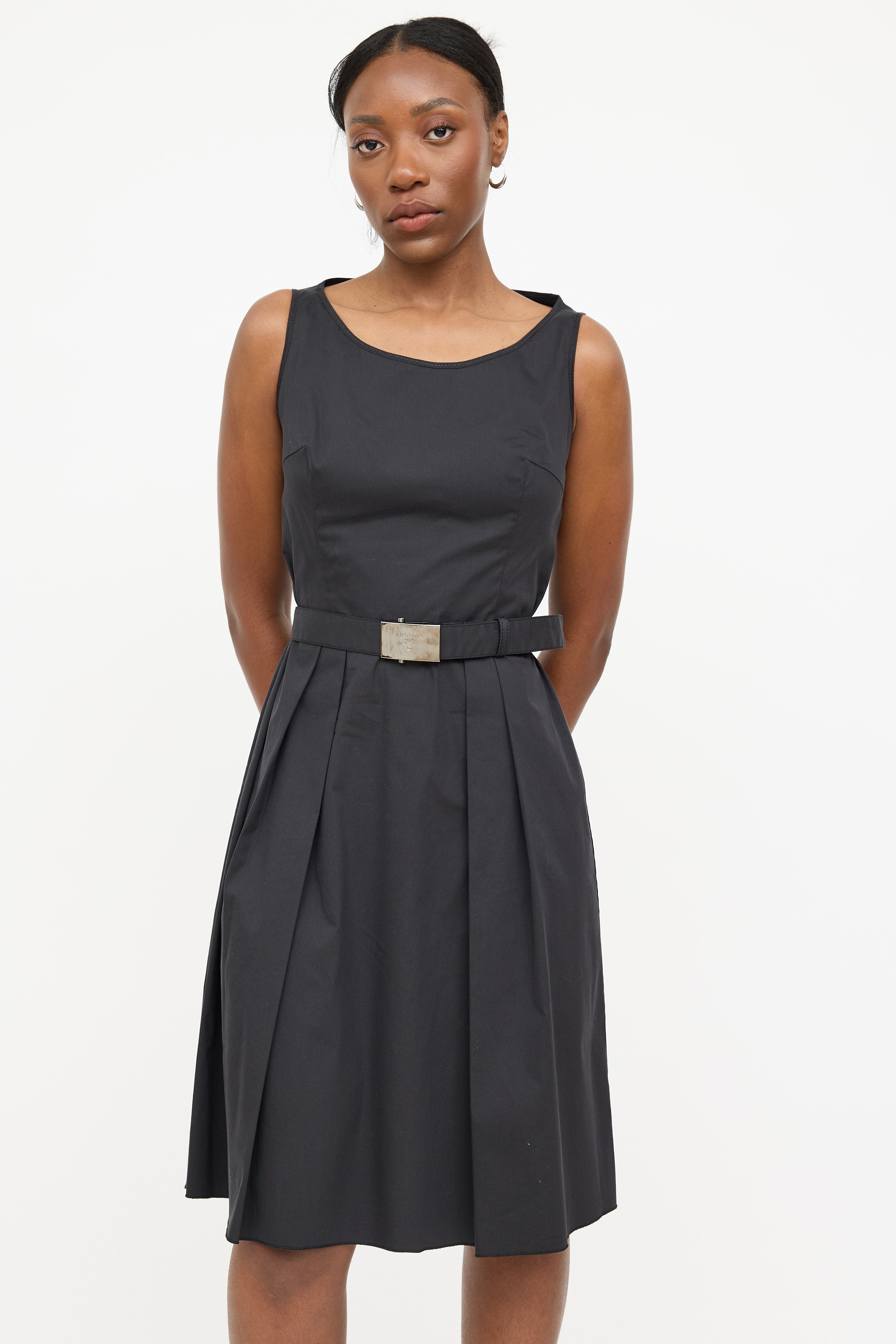 Prada 2007 Pleated Belted Dress