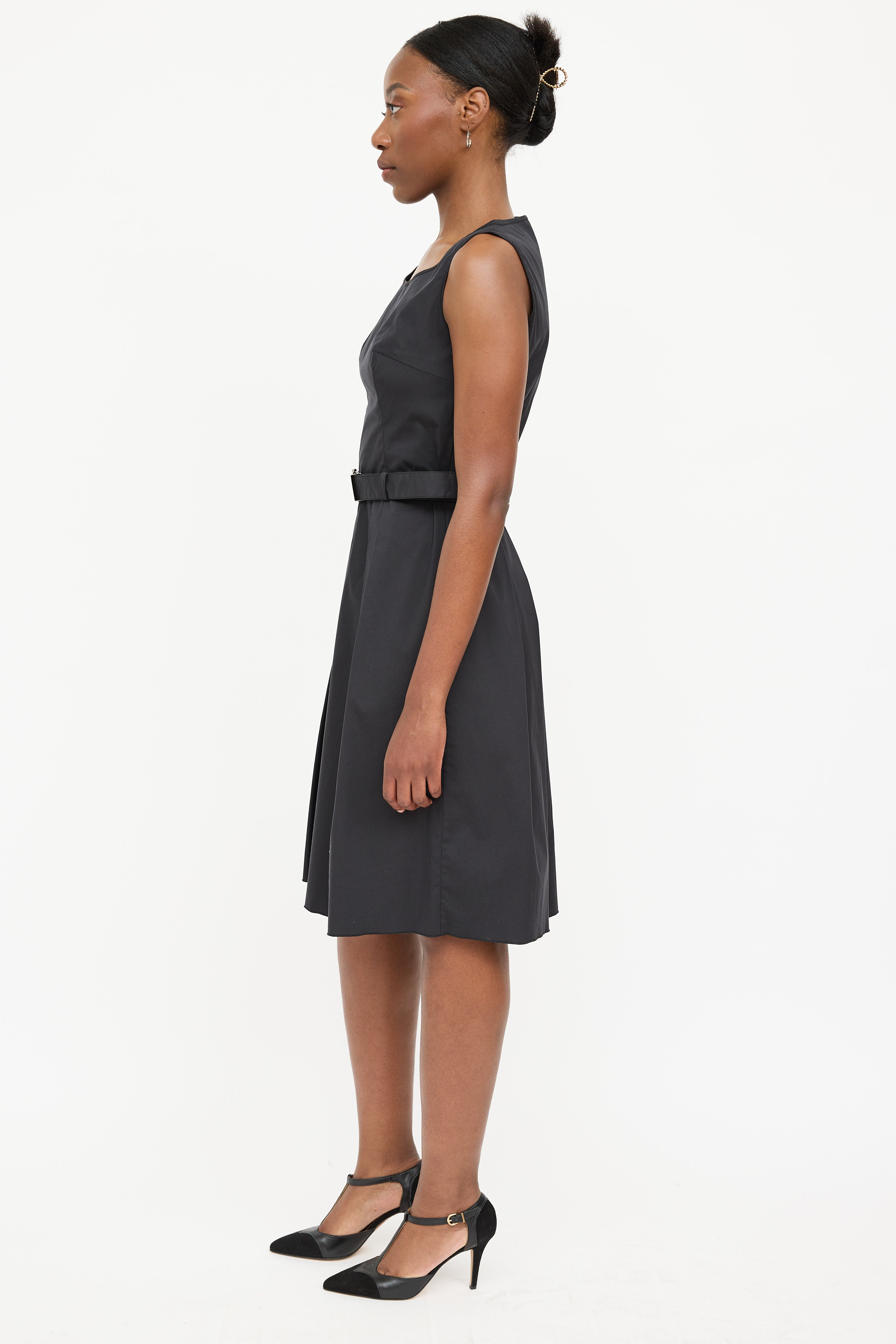 Prada 2007 Pleated Belted Dress