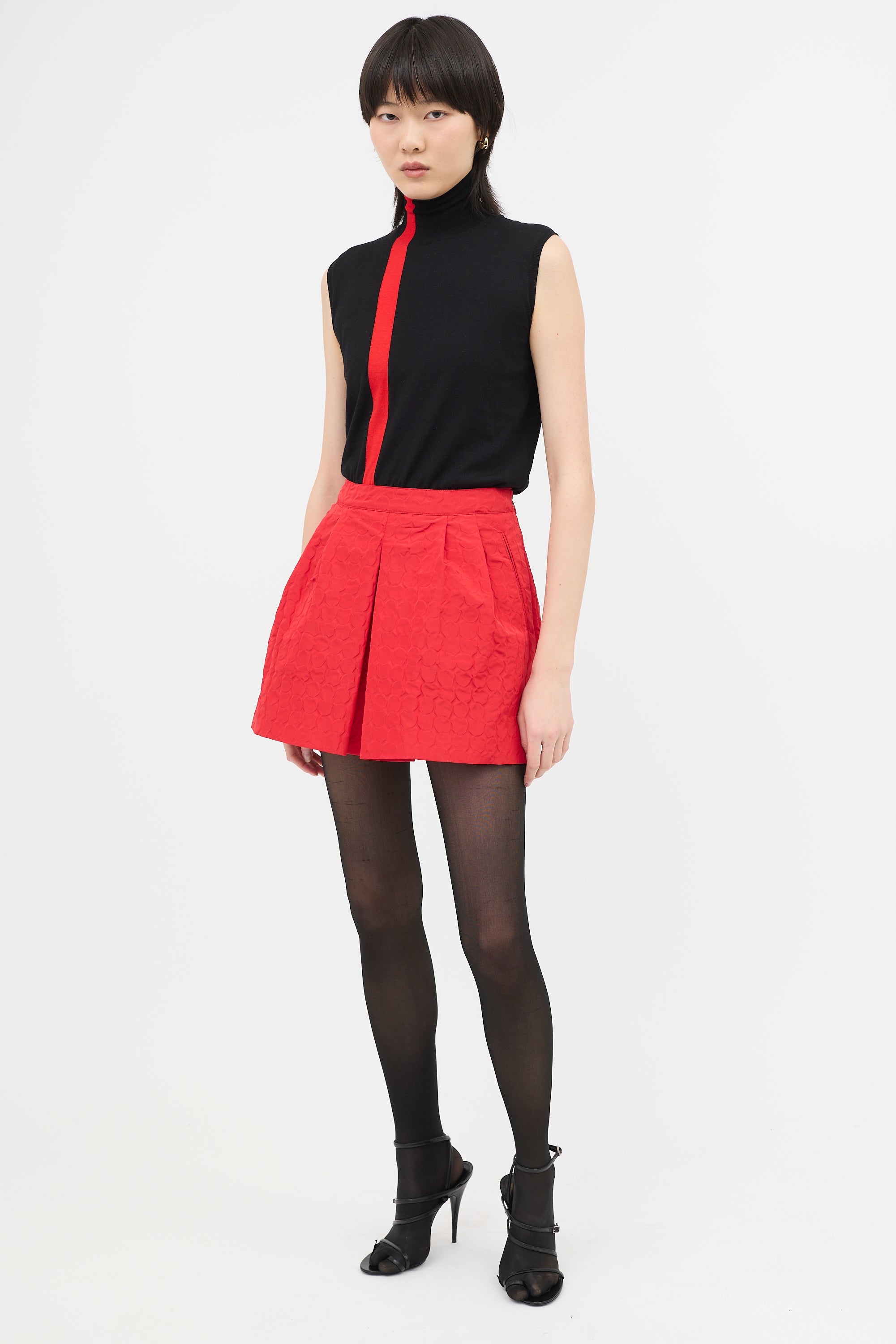 Prada 2008 Silk Embossed Dot Skirt