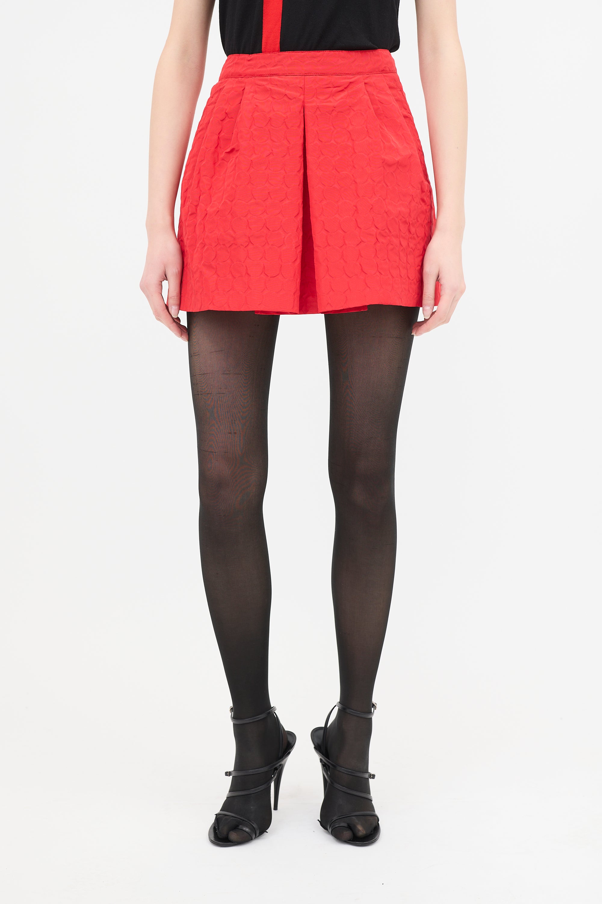 Prada 2008 Silk Embossed Dot Skirt