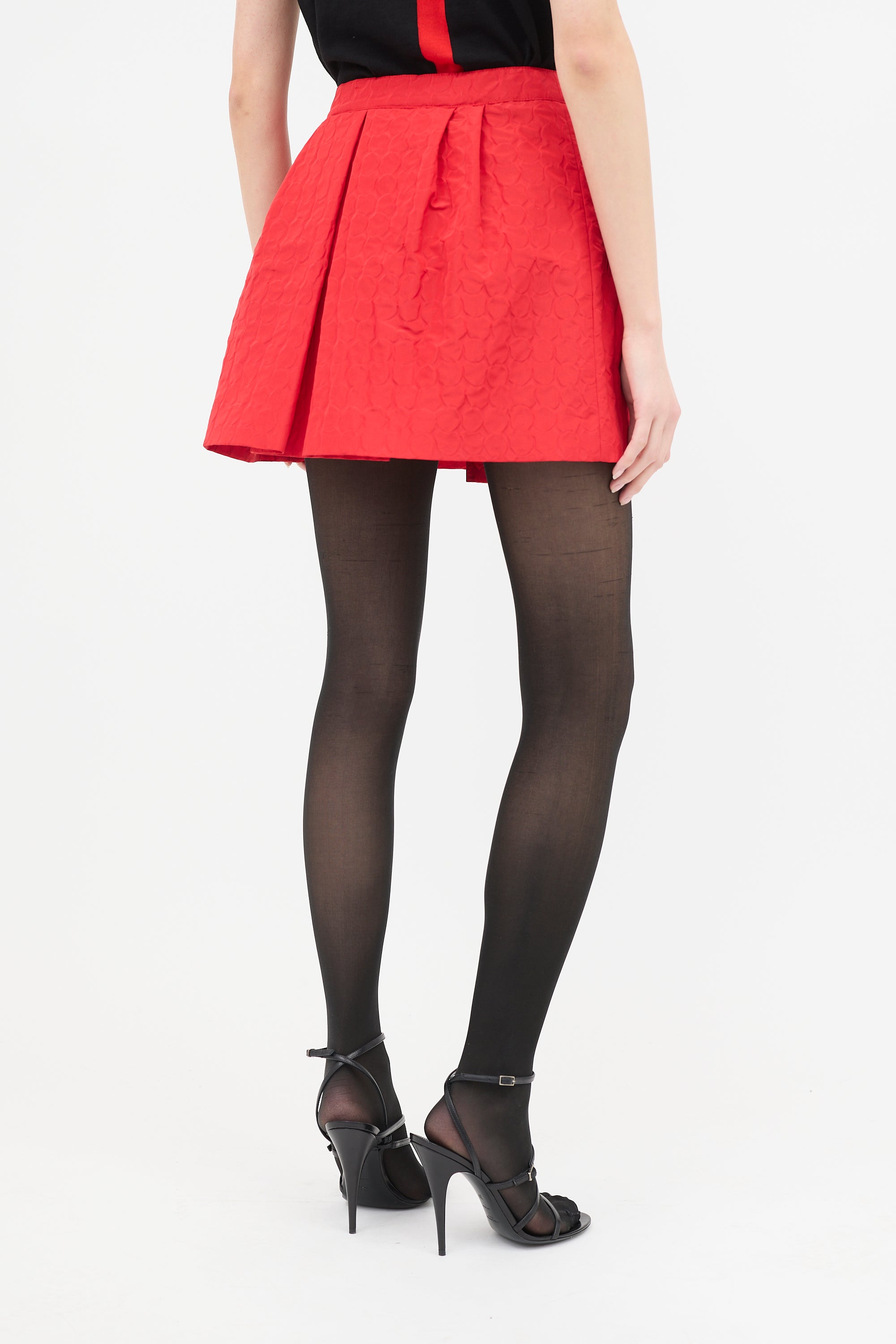 Prada 2008 Silk Embossed Dot Skirt