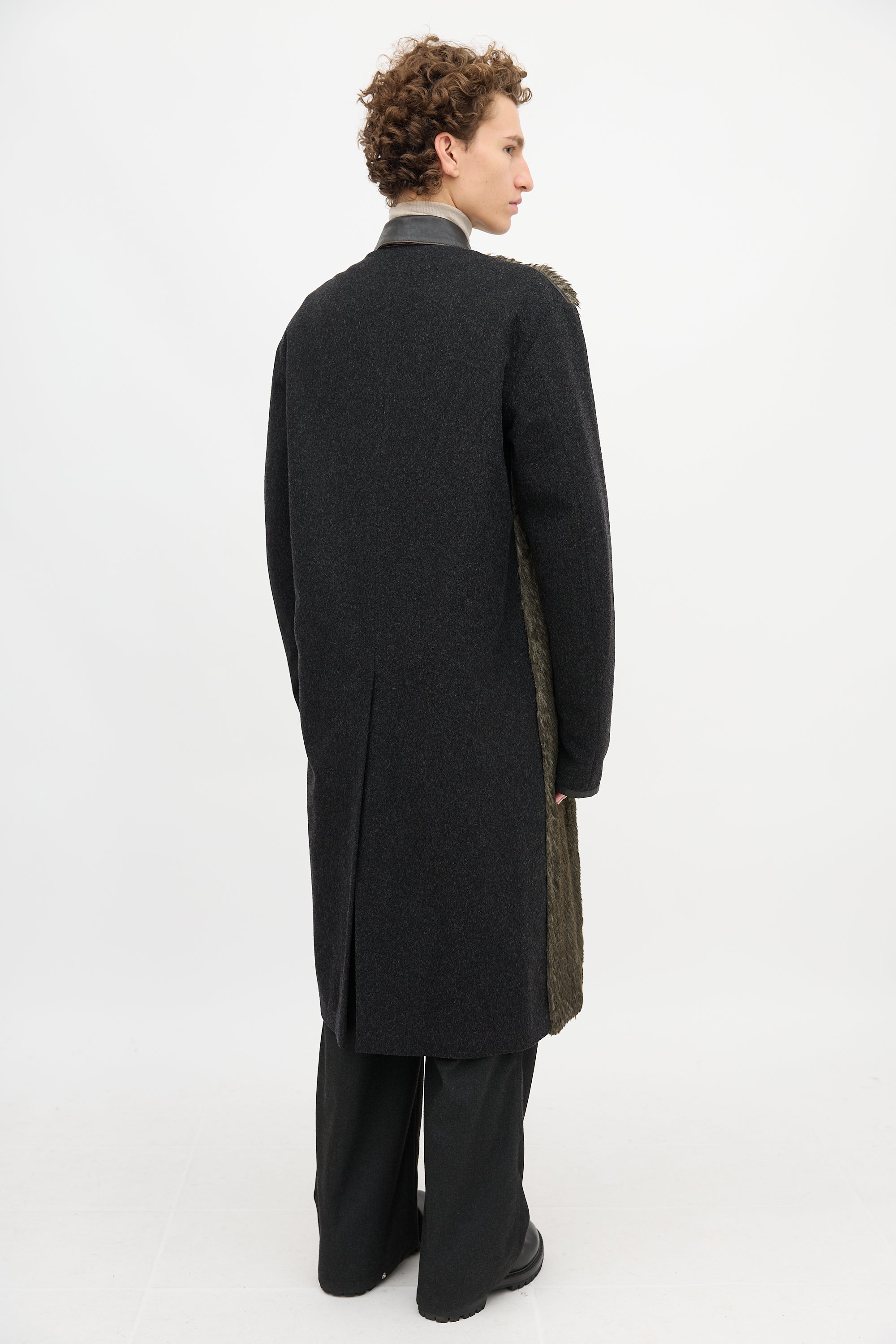 Prada 2009 Wool & Faux Fur Coat