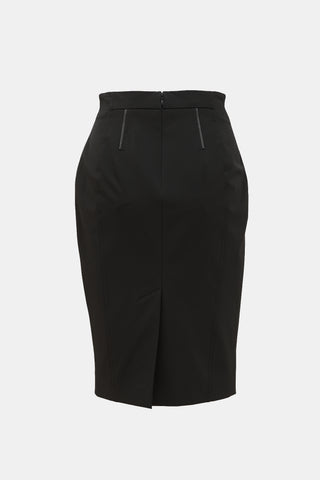 Prada 2009 Leather Trim Pencil Skirt