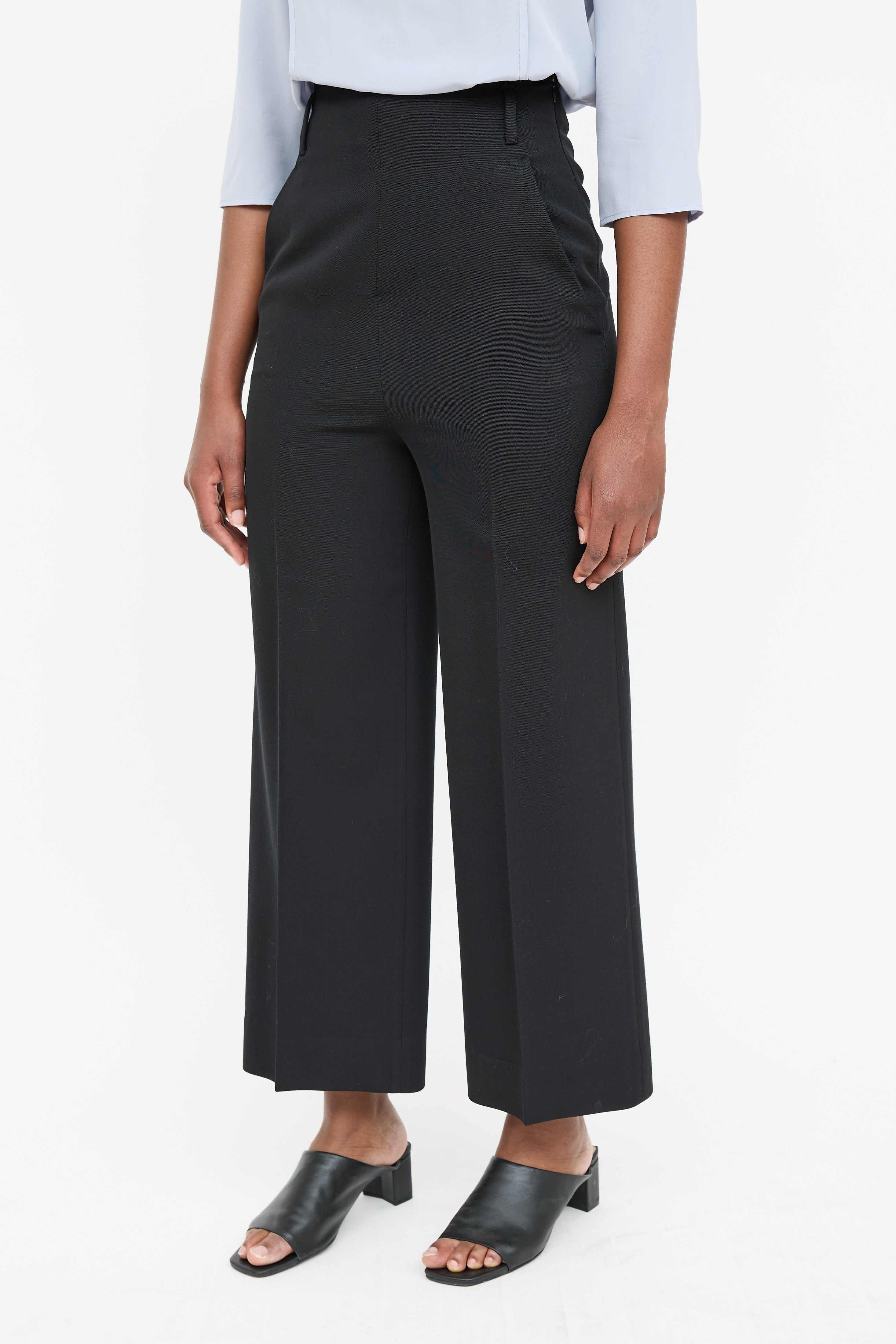 Prada 2011 Wool Wide Leg Cropped Trouser