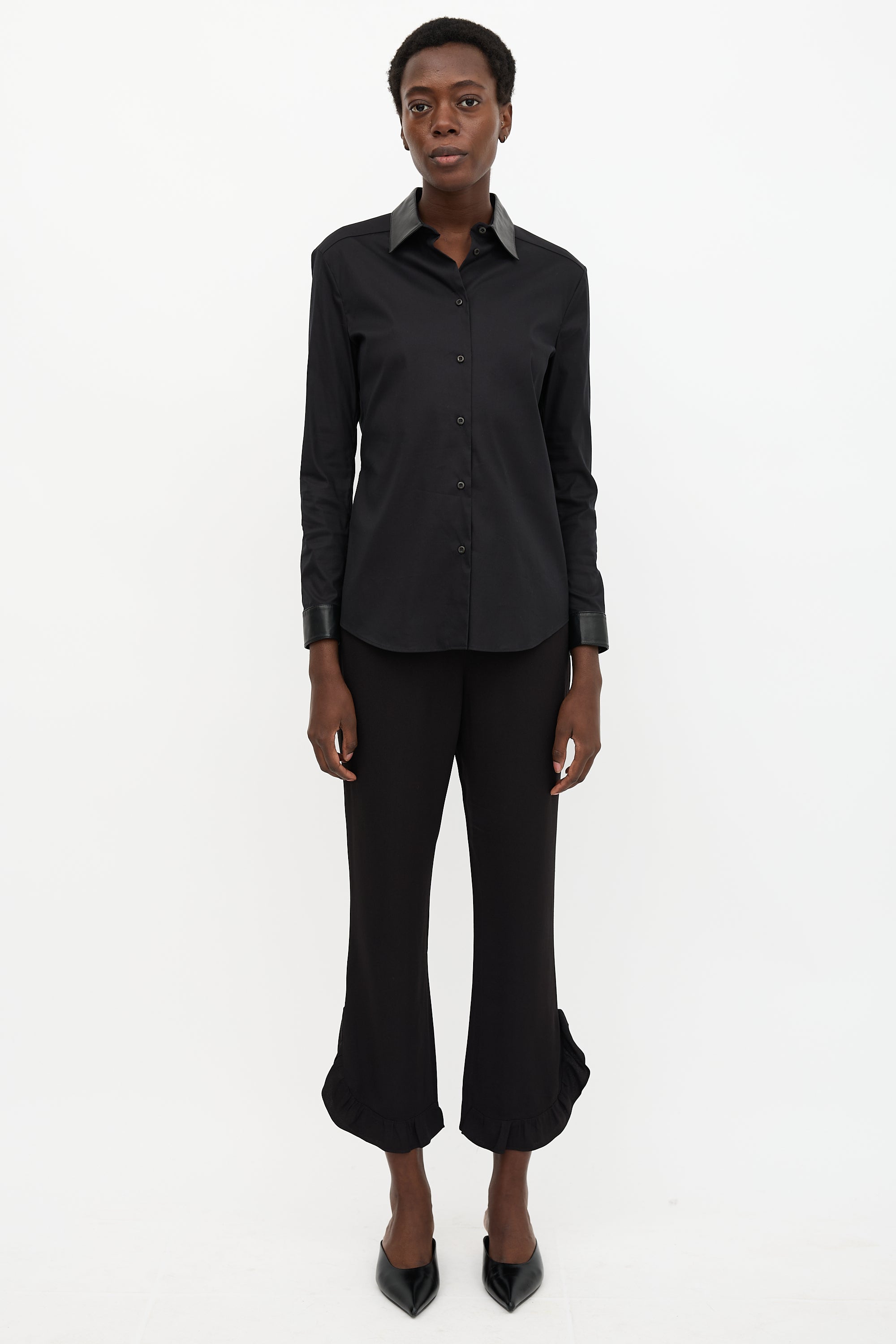 Prada 2013 Leather Trim Shirt