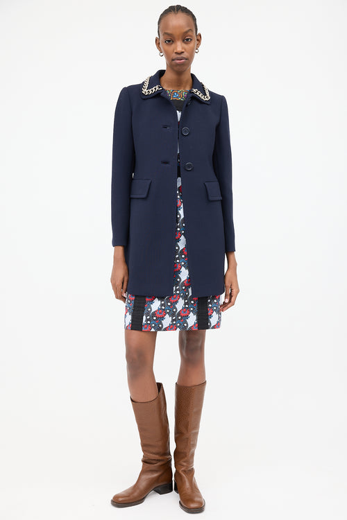 Prada 2015 Wool Chain Trim Coat