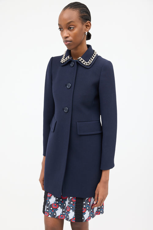 Prada 2015 Wool Chain Trim Coat