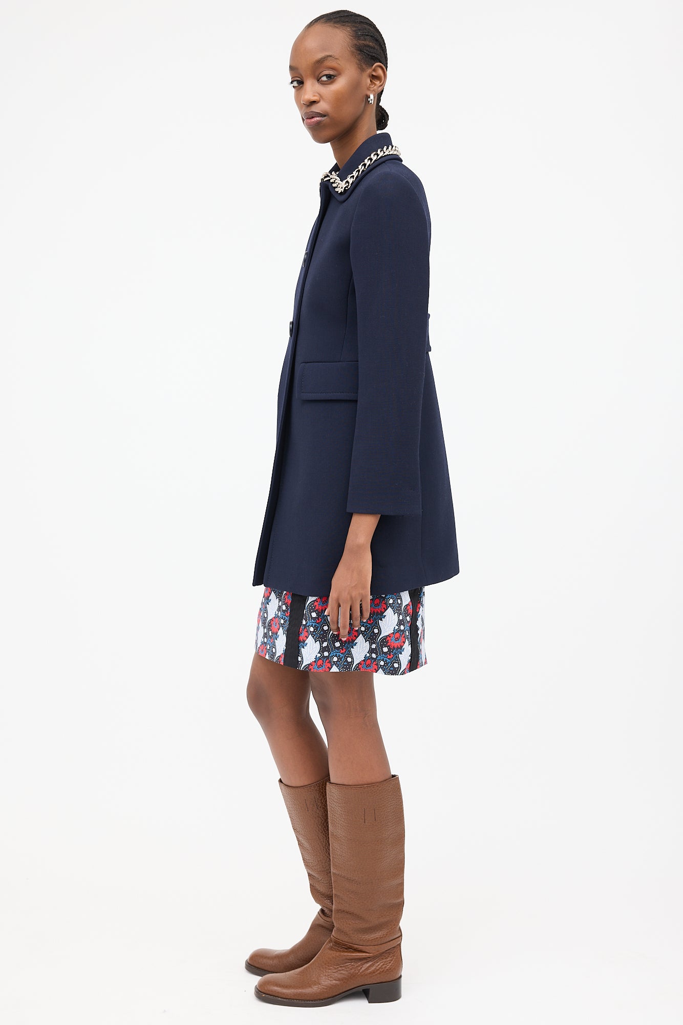 Prada 2015 Wool Chain Trim Coat