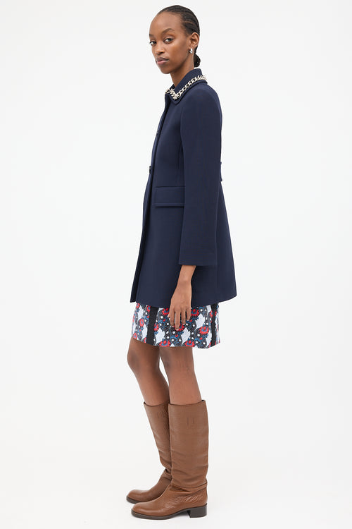 Prada 2015 Wool Chain Trim Coat