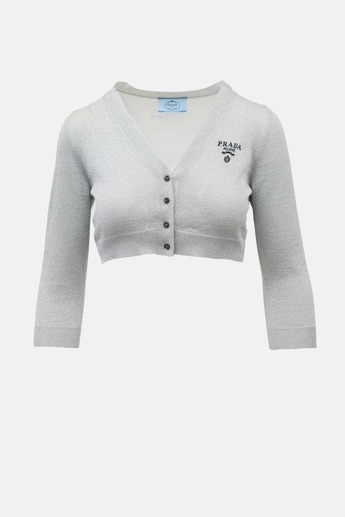 Prada 2021 Cropped Logo Cardigan