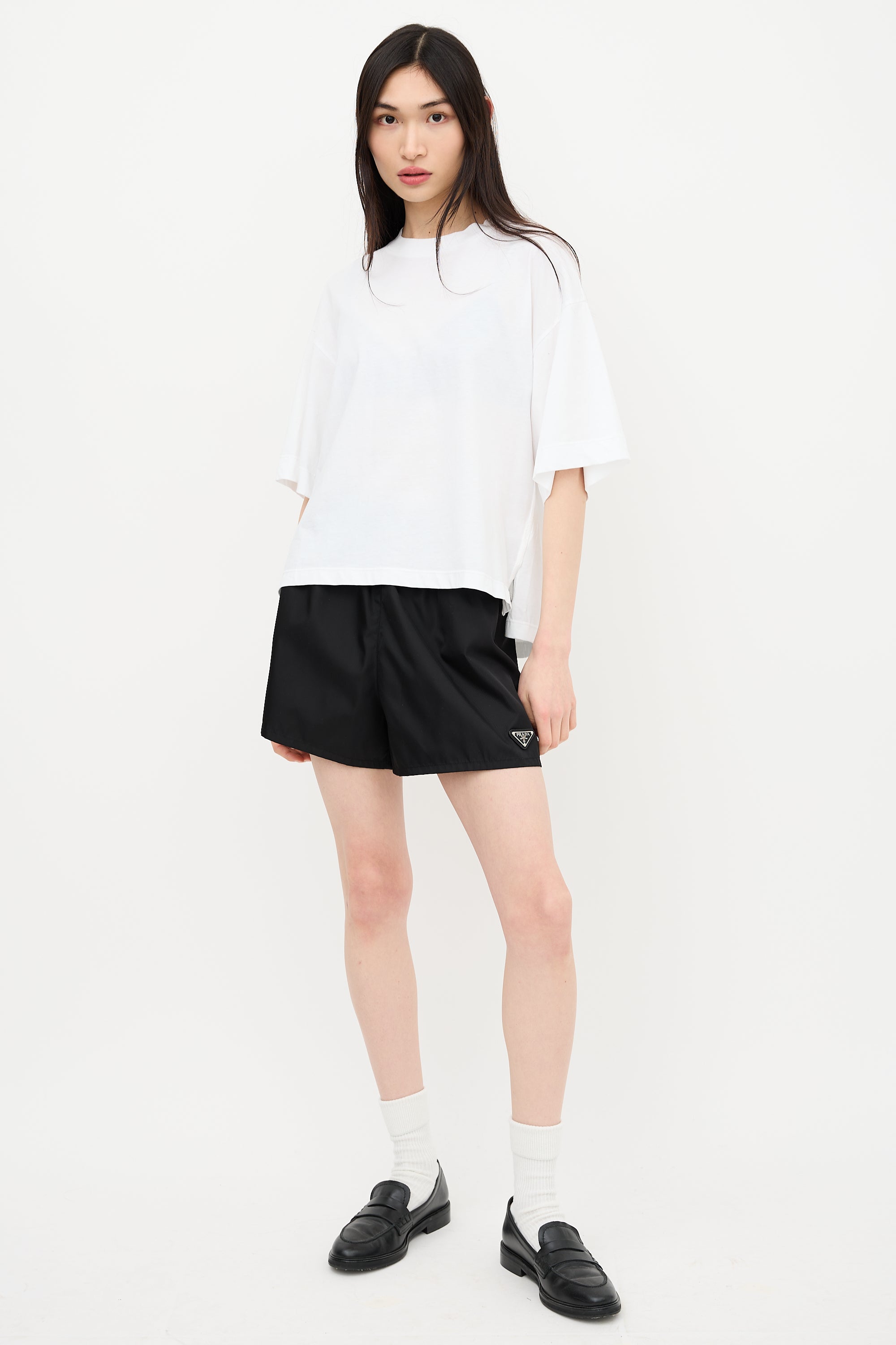 Prada 2023 Re-Nylon Triangle Logo Shorts