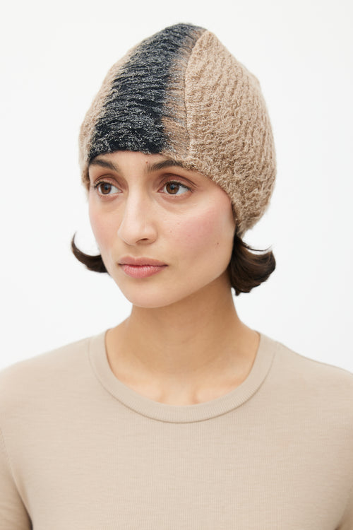 Prada Fall 2007 Beige & Black Mohair Mohawk Beanie