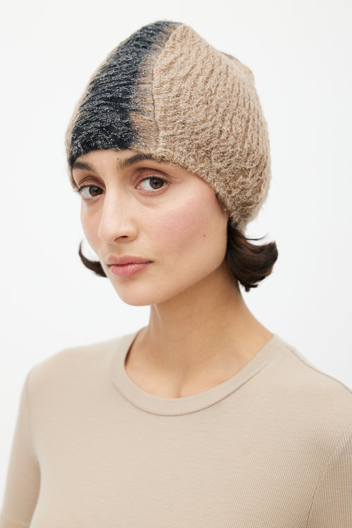 Prada Fall 2007 Beige & Black Mohair Mohawk Beanie