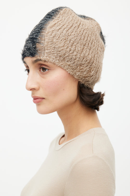 Prada Fall 2007 Beige & Black Mohair Mohawk Beanie