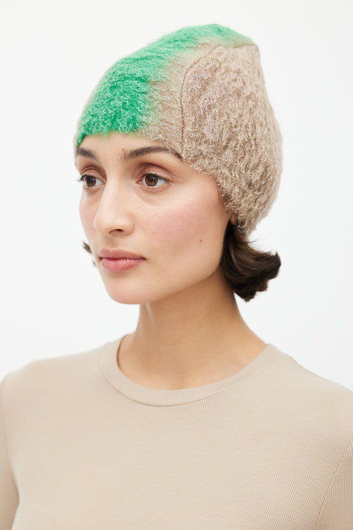Prada Fall 2007 Beige & Green Mohair Mohawk Beanie