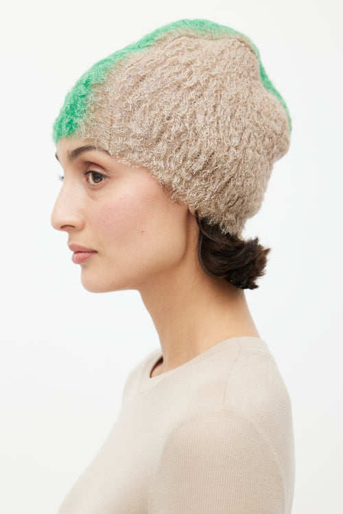 Prada Fall 2007 Beige & Green Mohair Mohawk Beanie