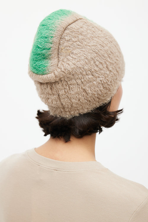 Prada Fall 2007 Beige & Green Mohair Mohawk Beanie