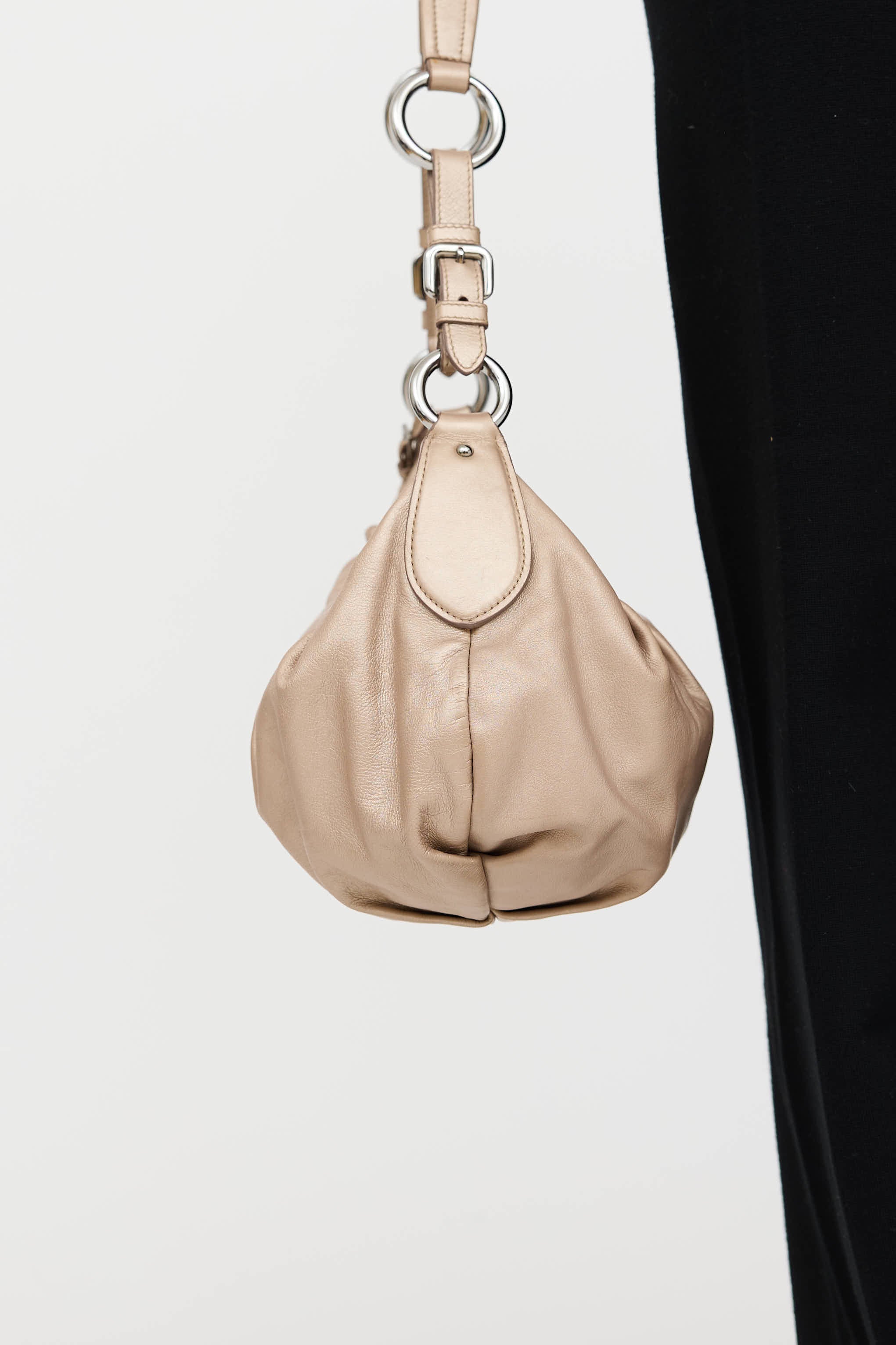 Leather Pleated Buckle Bag