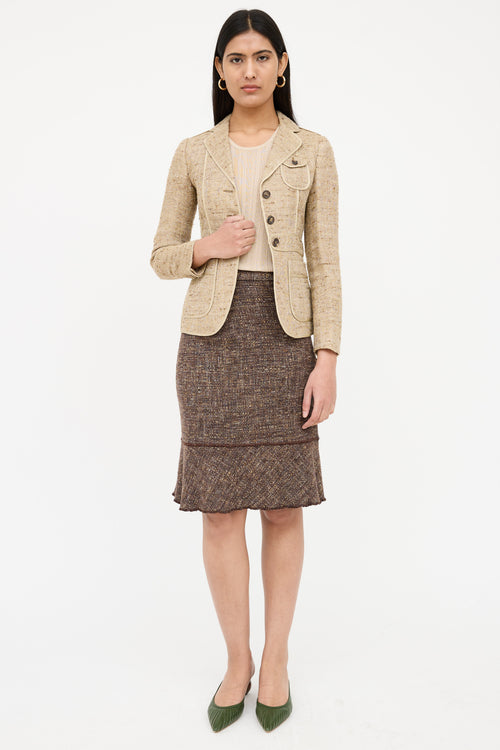Prada Tweed Button Pocket Blazer
