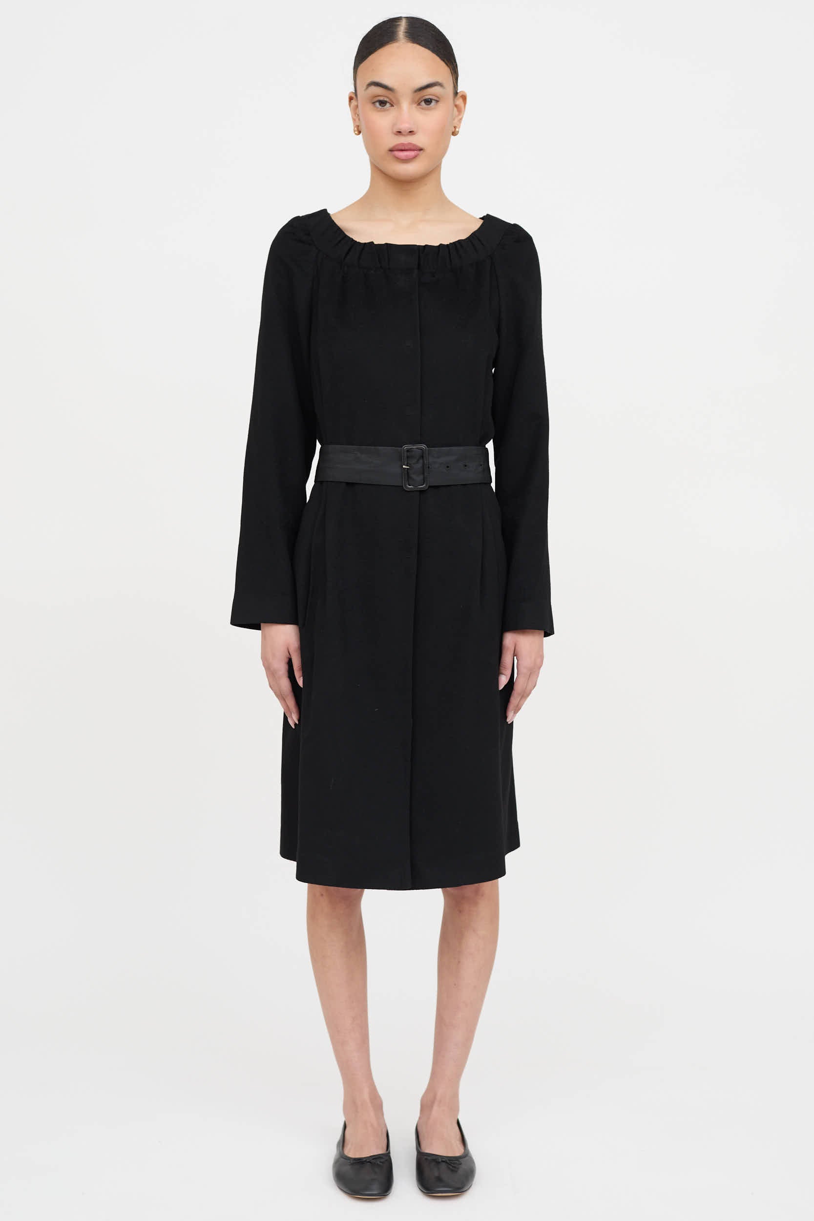 Prada 2007 Button Up Belted Dress