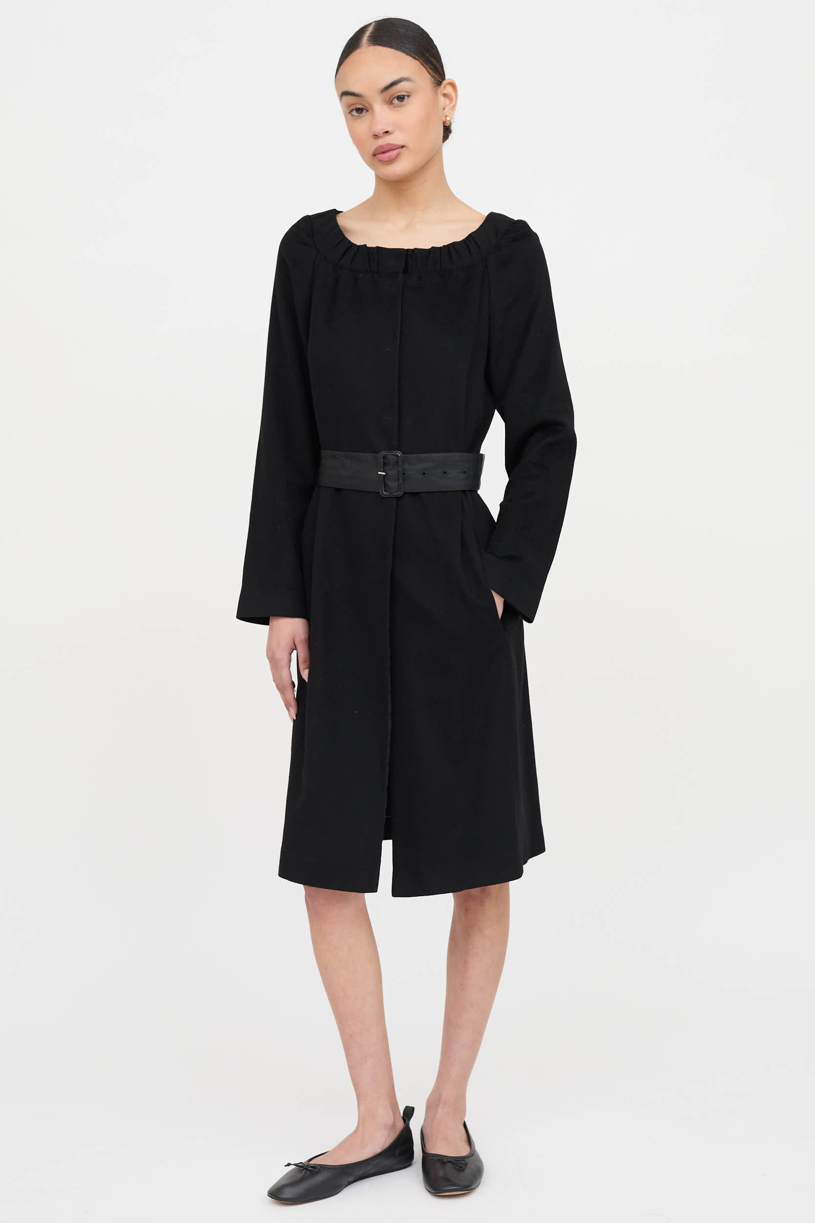 Prada 2007 Button Up Belted Dress