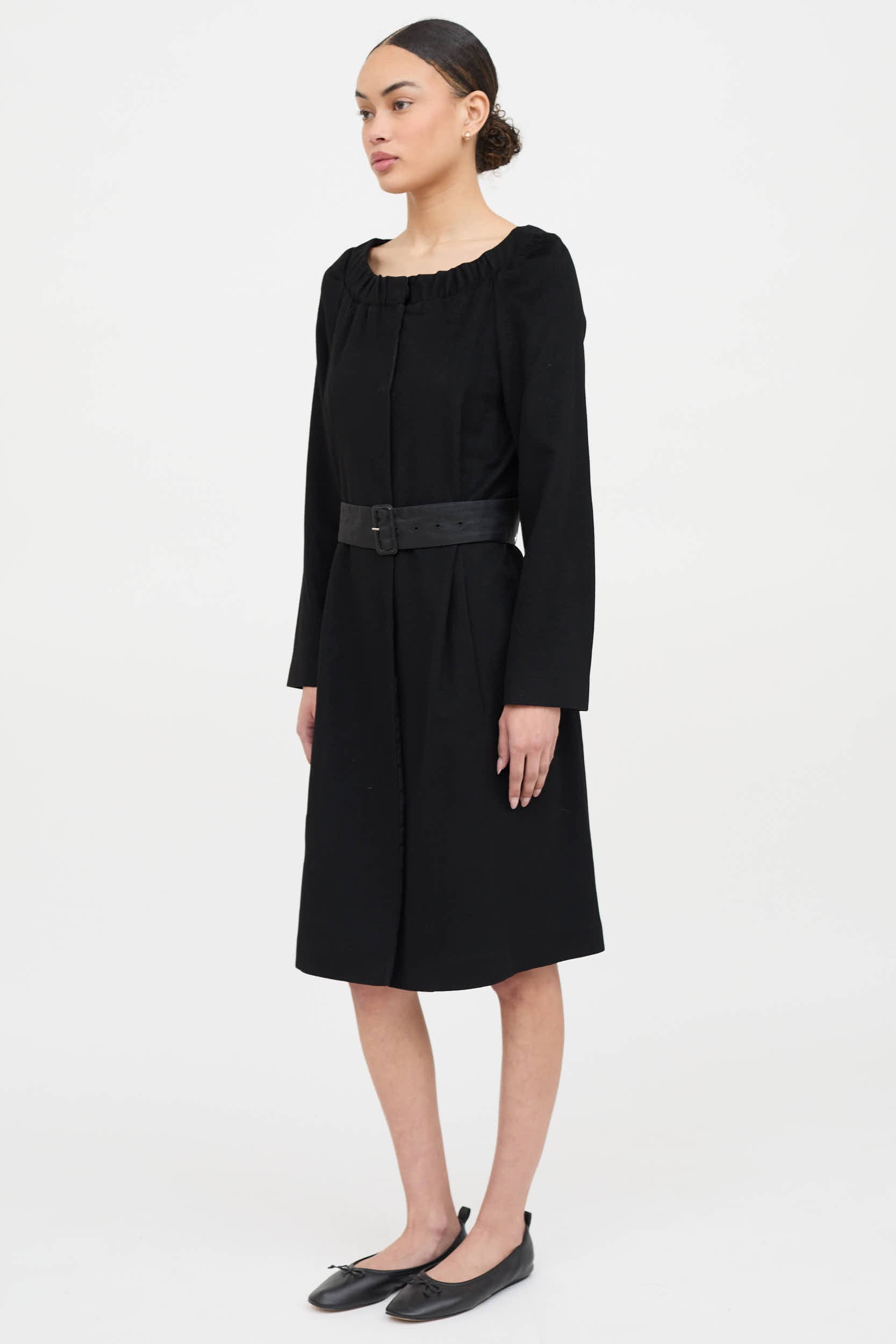 Prada 2007 Button Up Belted Dress