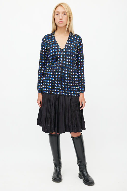 Prada Black & Multicolour Geometric Silk Cardigan