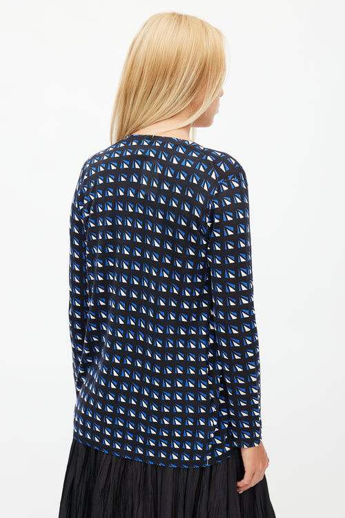 Prada Black & Multicolour Geometric Silk Cardigan