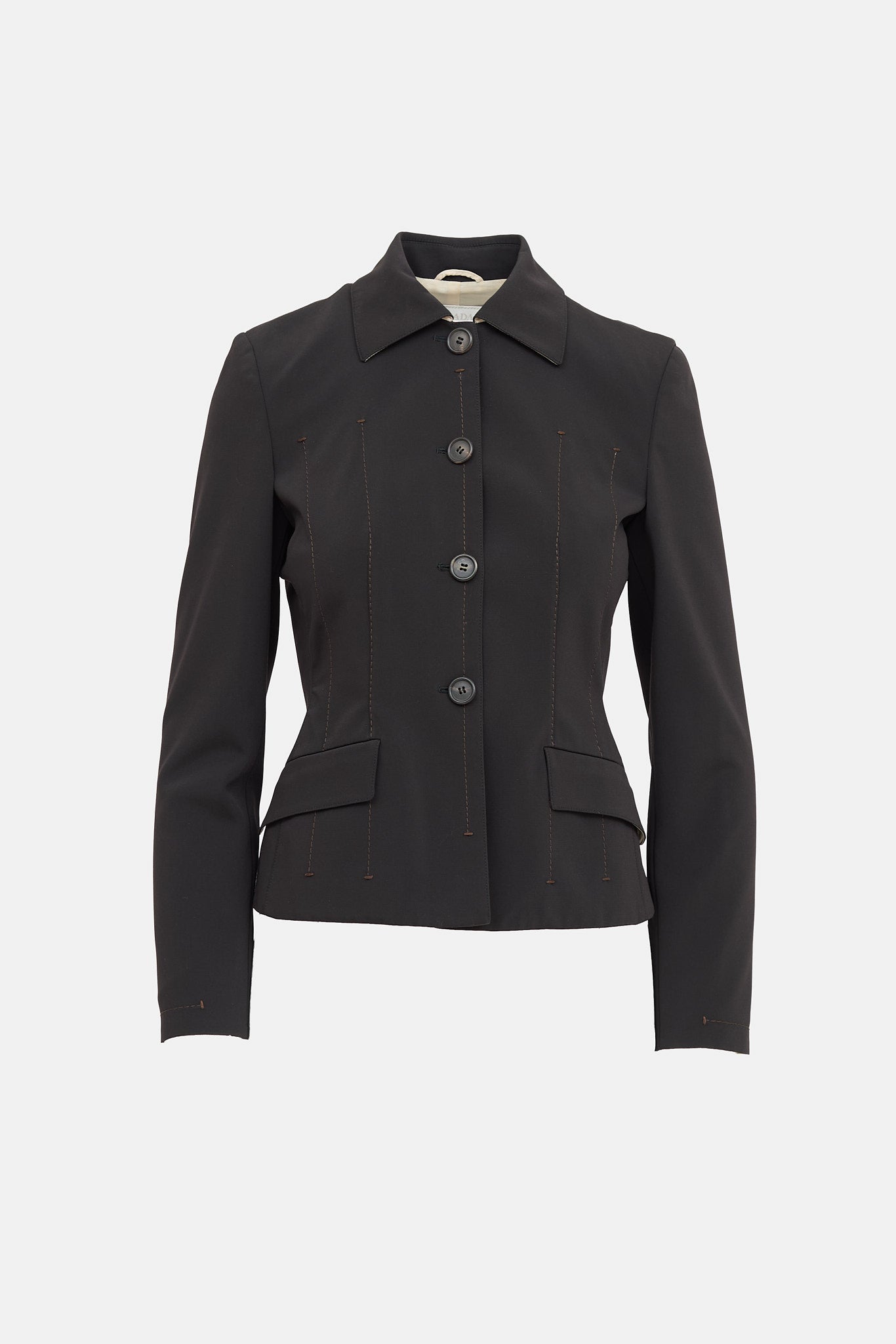 Contrast Stitch Button Jacket