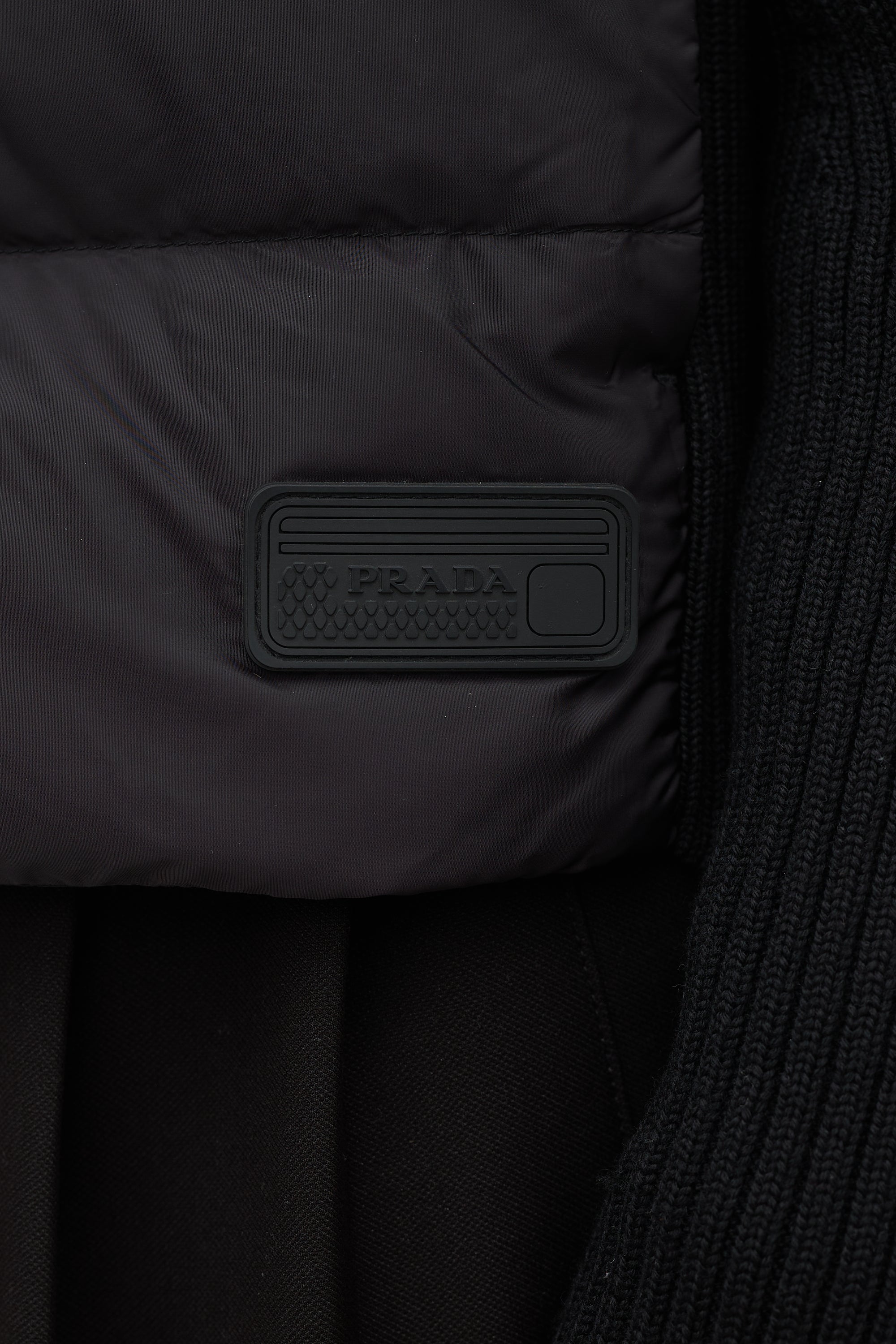 Prada Black Down & Ribbed Knit Jacket