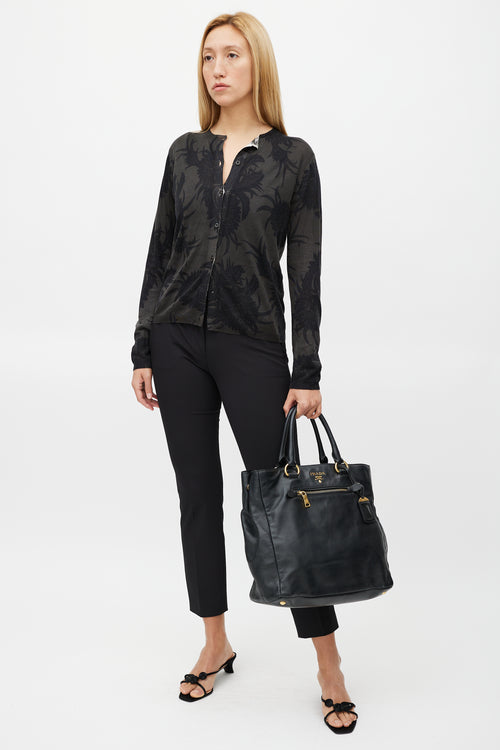 Prada Black & Gold Leather Tote