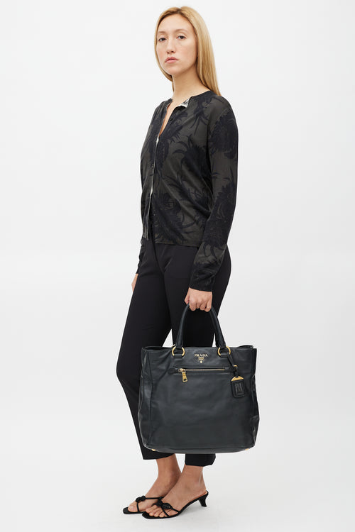 Prada Black & Gold Leather Tote
