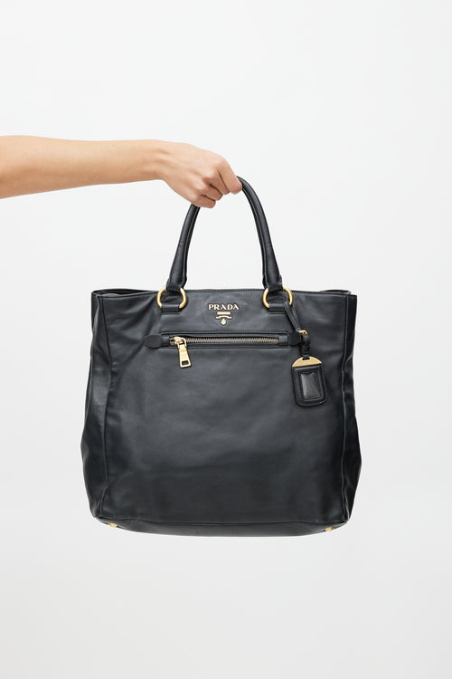 Prada Black & Gold Leather Tote