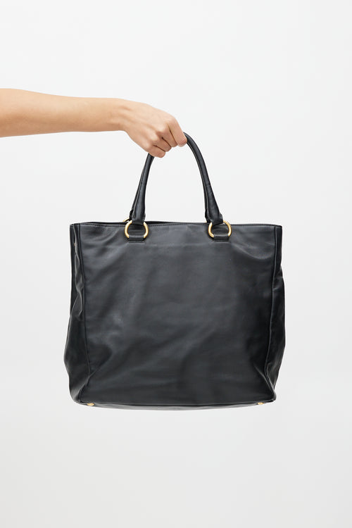 Prada Black & Gold Leather Tote