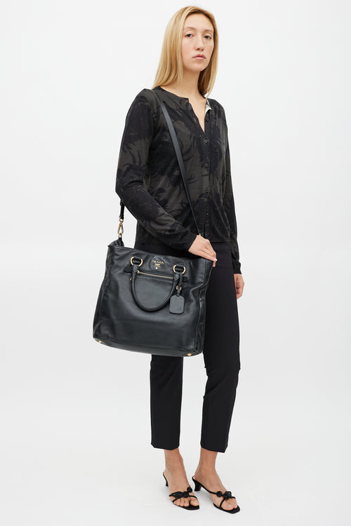 Prada Black & Gold Leather Tote