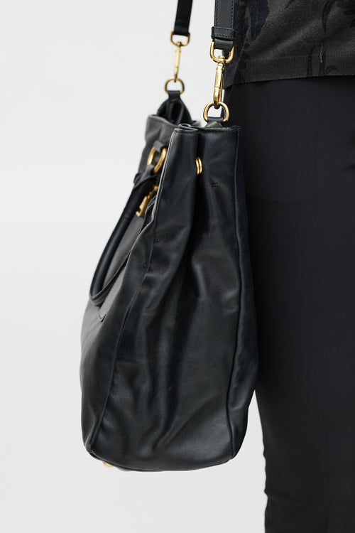 Prada Black & Gold Leather Tote
