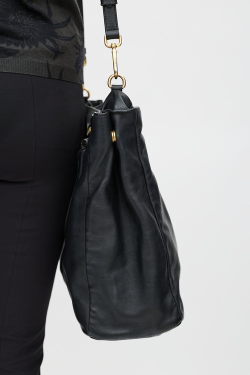 Prada Black & Gold Leather Tote