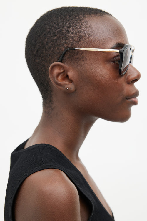 Prada Black & Gold SPR12Q Round Sunglasses