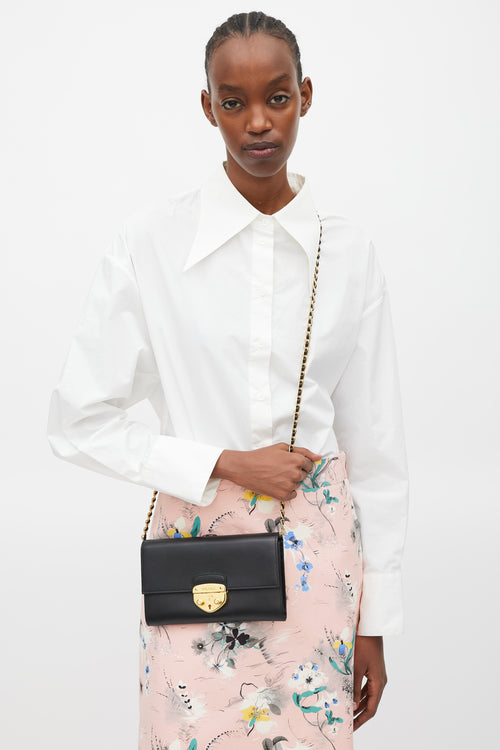 Prada Black & Gold Saffiano Lux Bandoliera Bag