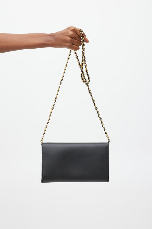 Prada Black & Gold Saffiano Lux Bandoliera Bag