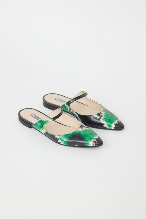 Prada Black & Green Tie Dye Mule