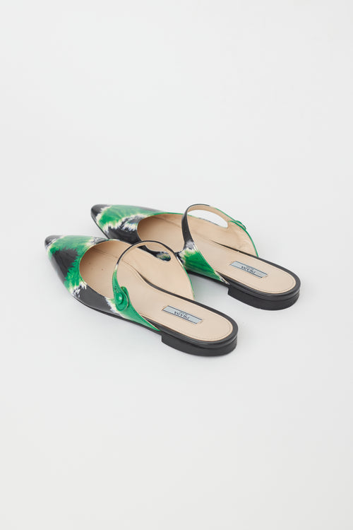 Prada Black & Green Tie Dye Mule
