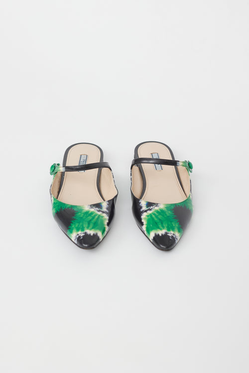 Prada Black & Green Tie Dye Mule