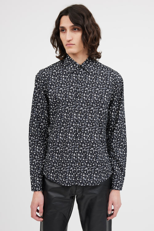 Prada Black & Grey Star Print Shirt