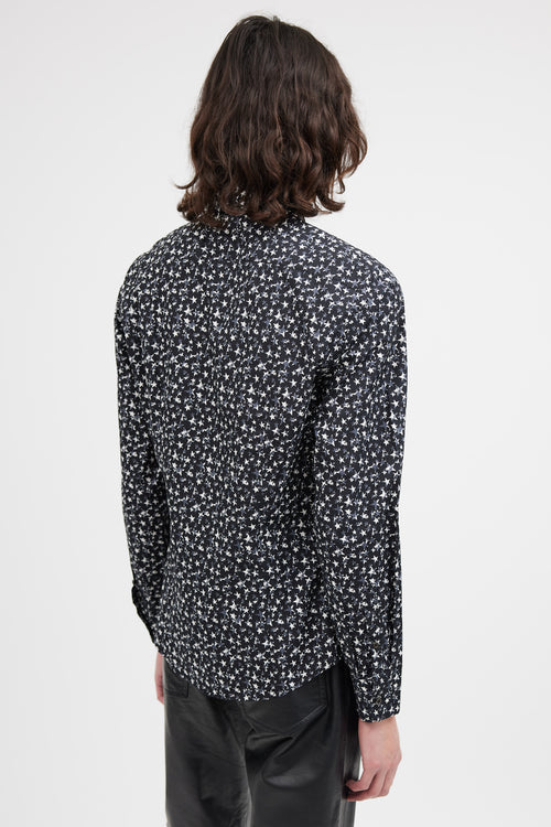 Prada Black & Grey Star Print Shirt