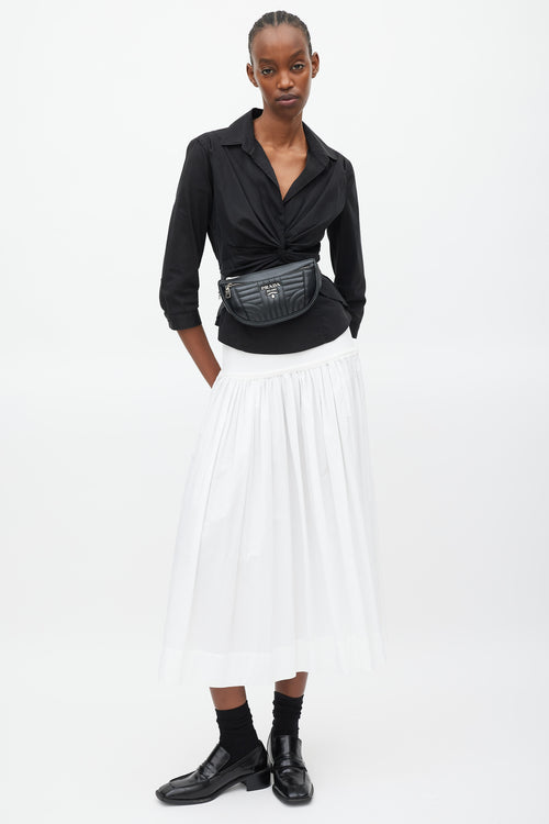 Prada Black & Silver Leather Diagramme Quilted Belt Bag