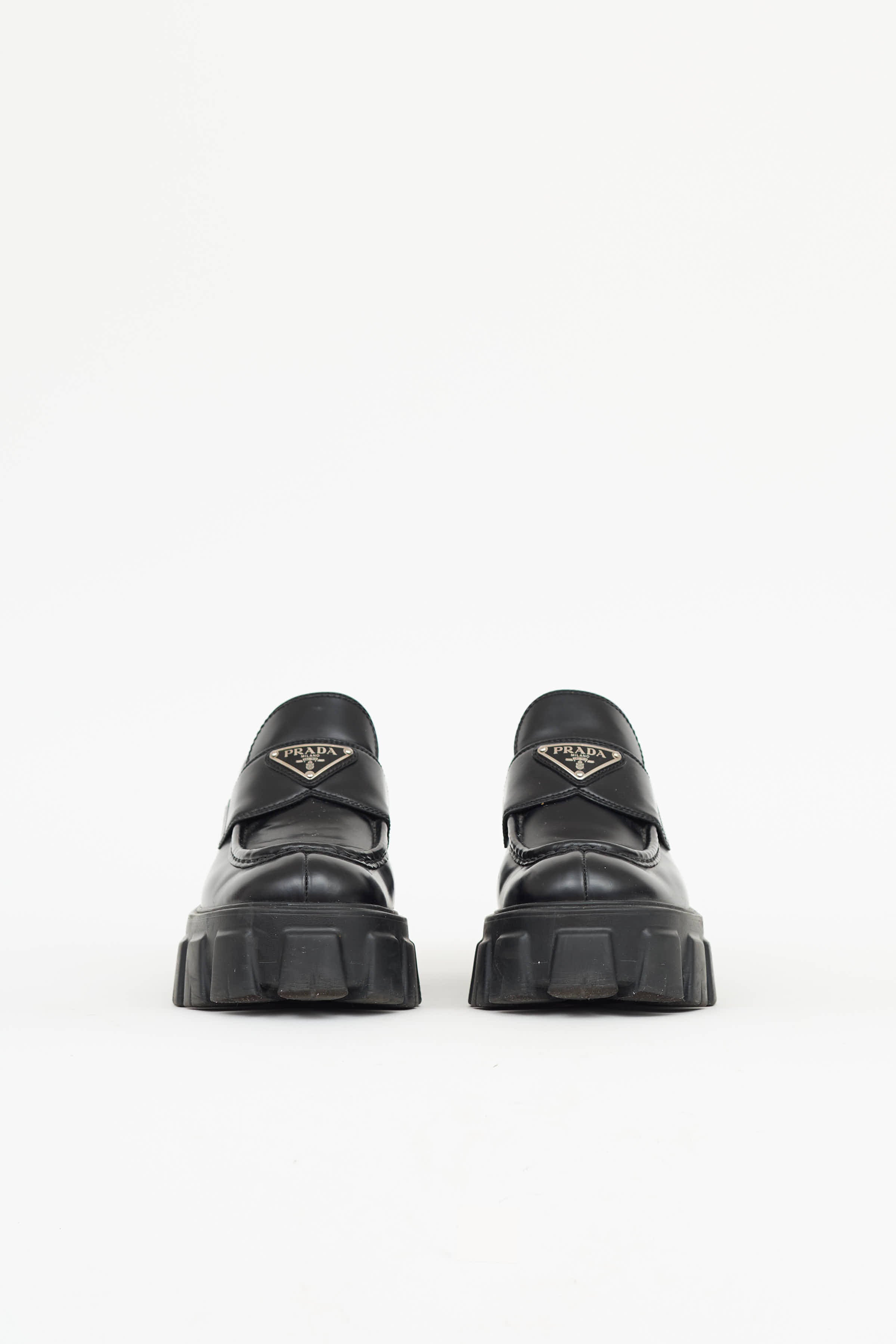 Prada Monolith Brushed Leather Loafer